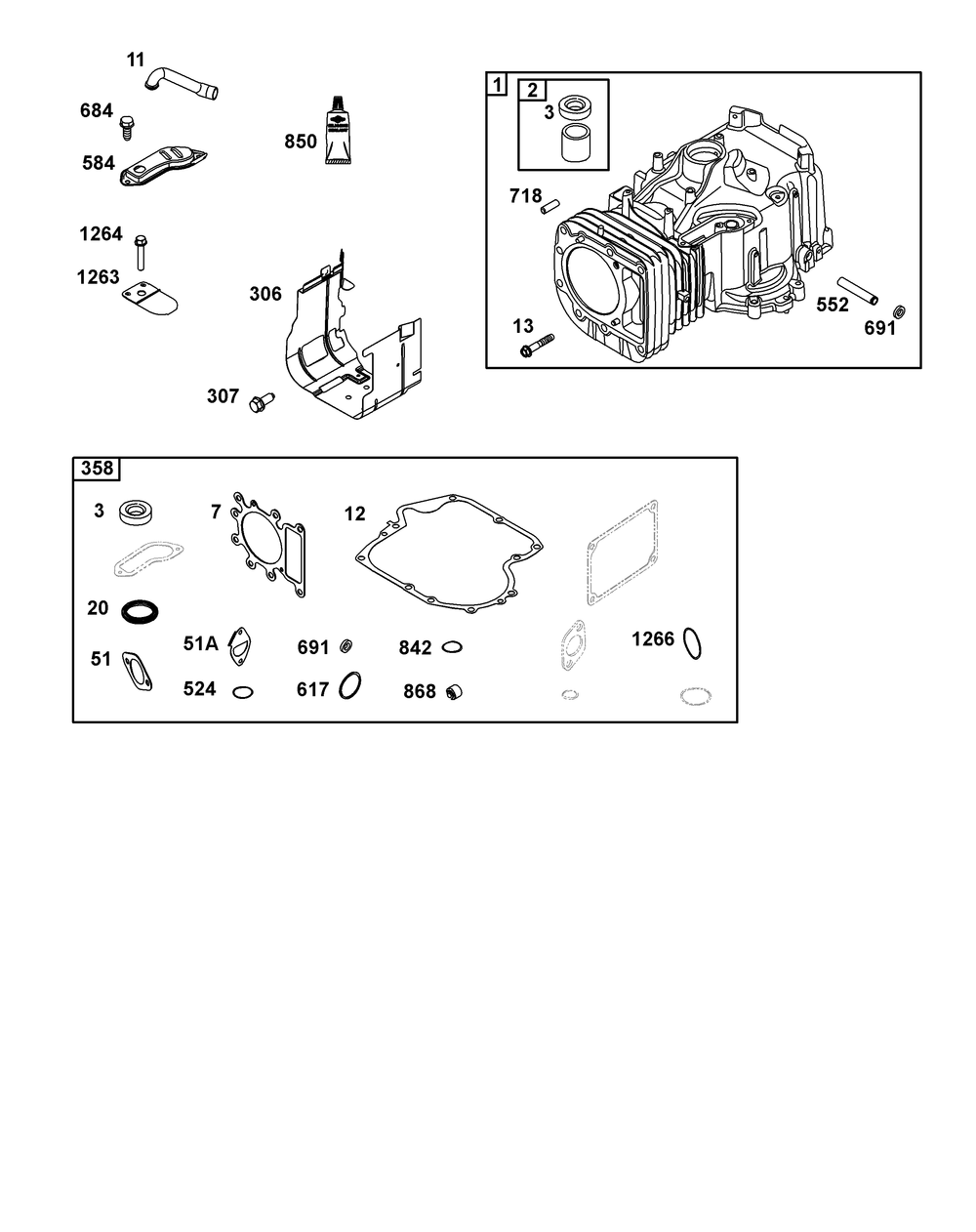 Cylinder Group Diagram and Parts List for 31Q507-0014-H5 200000 - 399999 Briggs and Stratton Engine